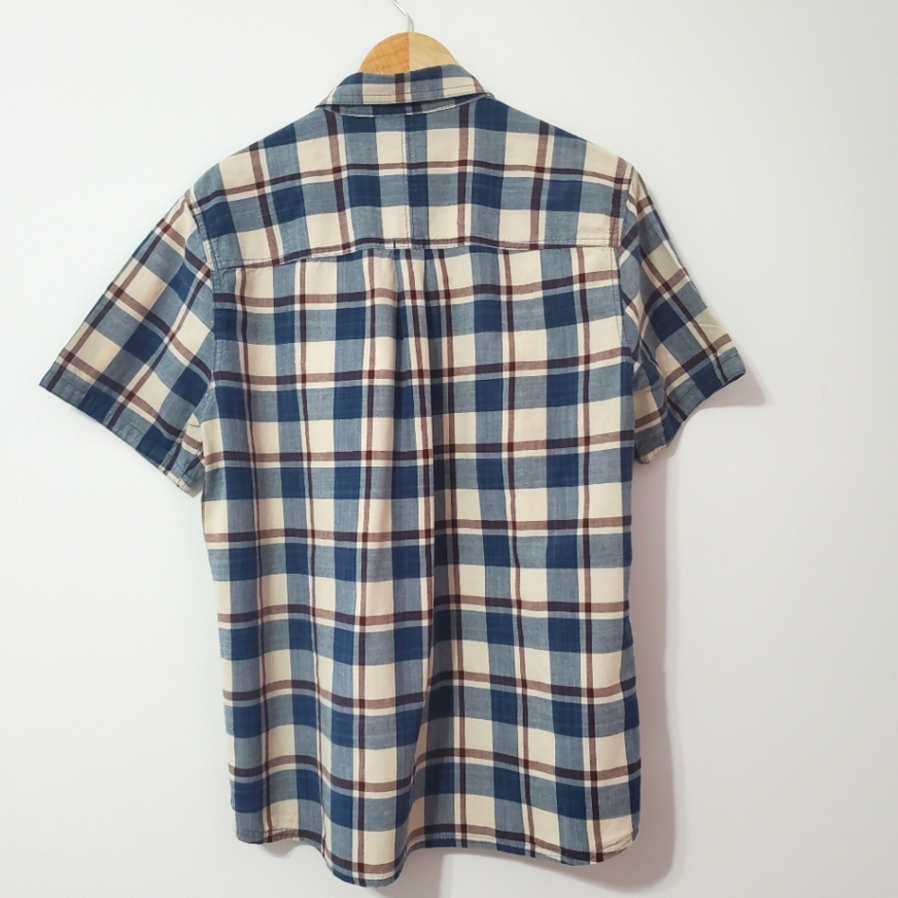 Toad&Co Organic Cotton Shoet Sleeve Plaid Button Down Shirt Mens Large - Picture 4 of 8